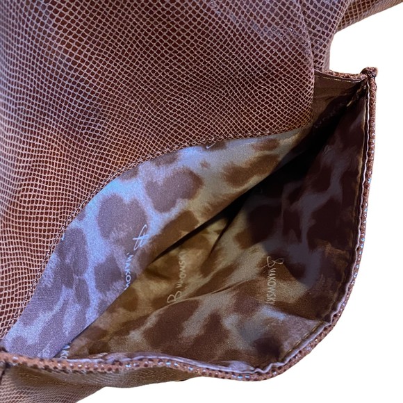 B Makowsky Brown Lombard Leather Designer Satchel Crossbody Bag - Picture 14 of 14